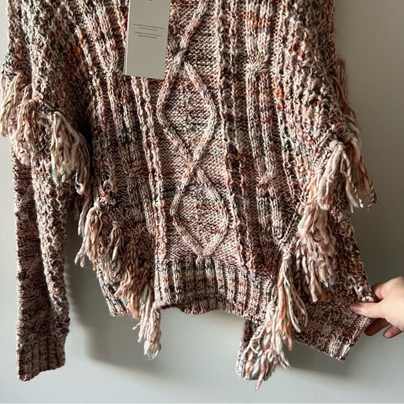 NWT Joie Chunky Knit Meghan Sweater Rose Fringe Crew Neck - Picture 9 of 16
